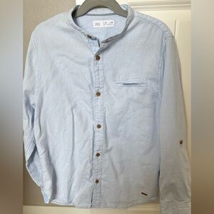 Zara Boys Light Blue Button-Up Shirt Sz 10 yrs